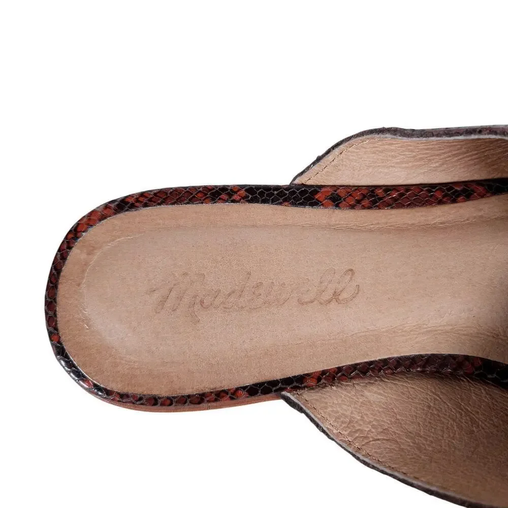 Madewell The Emilia Mule 8 Red Black Snake Embossed Leather Pointed Toe Flats